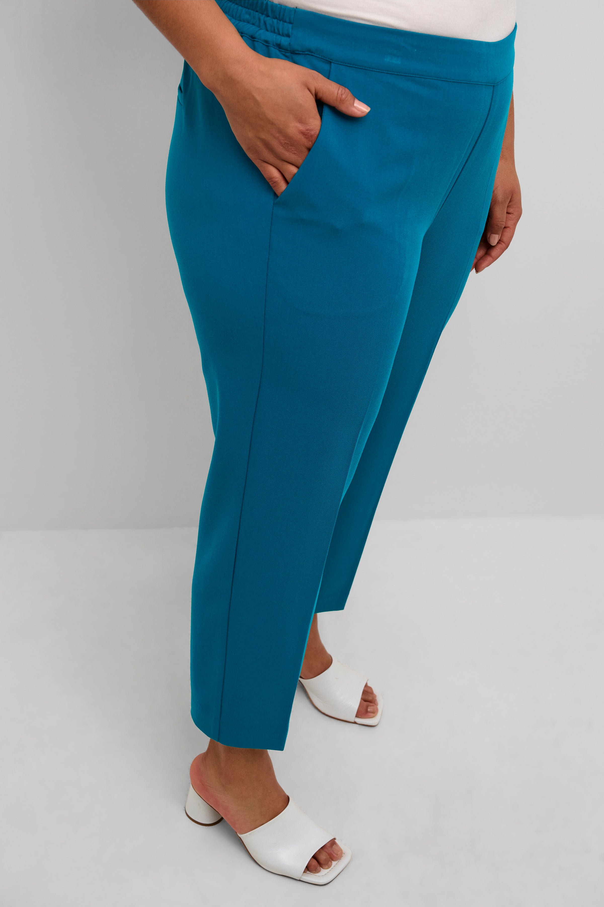 Kaffe Curve Crop Teal Trousers