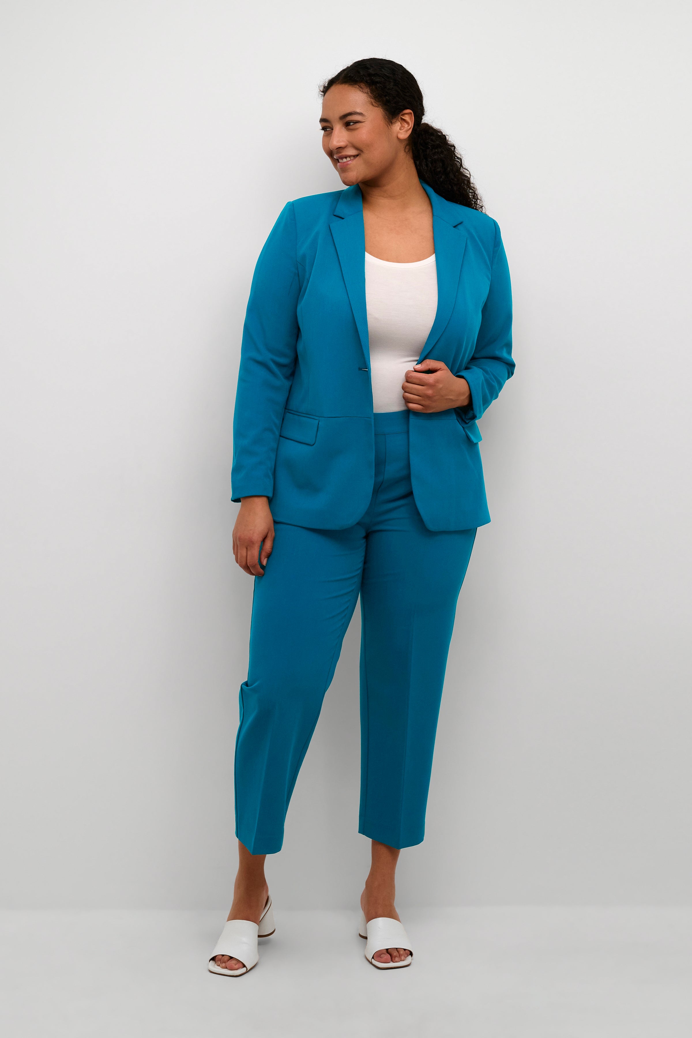 Kaffe Curve Crop Teal Trousers