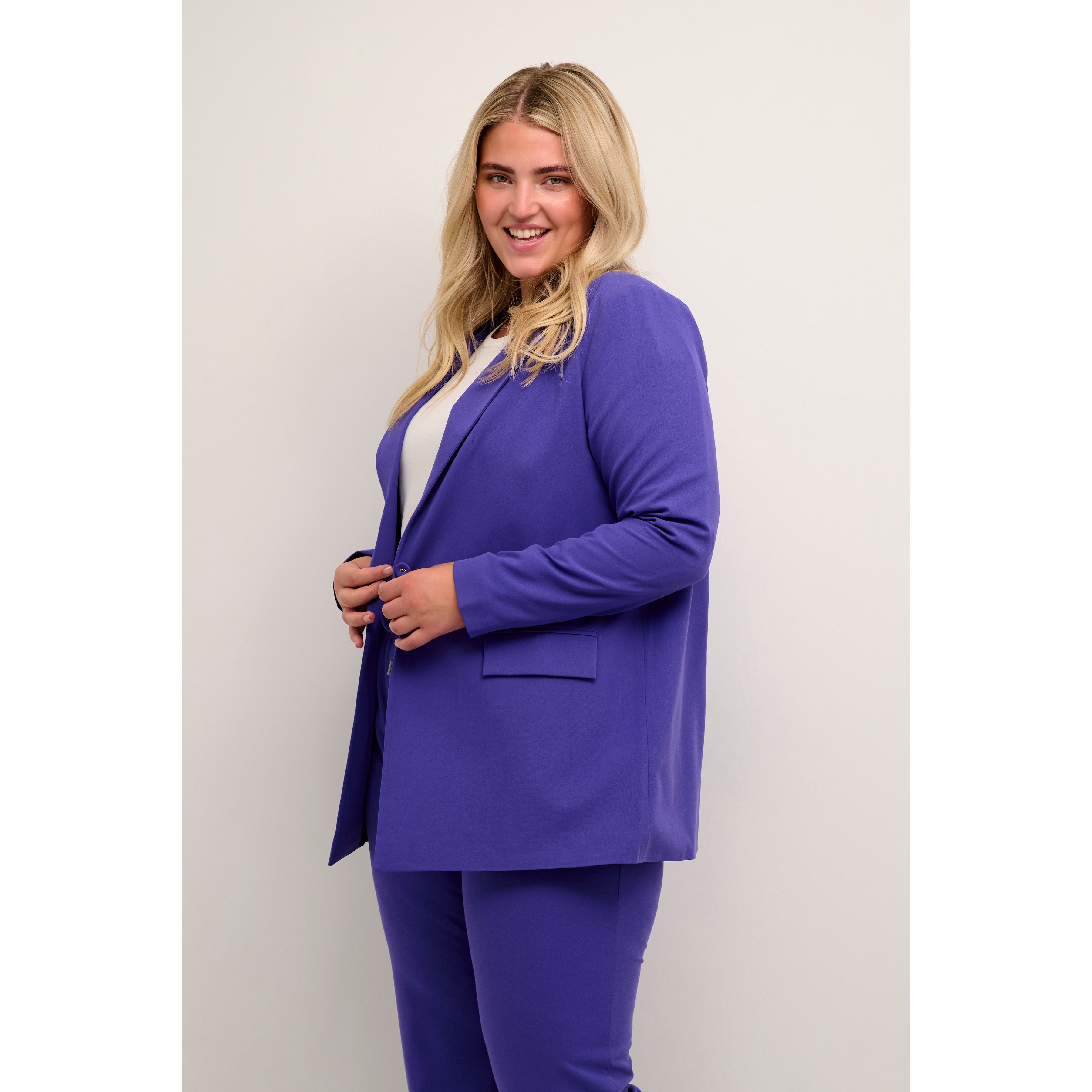 Kaffe Curve Blazer in Purple - Wardrobe Plus