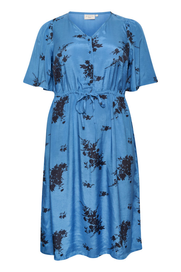 Kaffe Curve Ganja Dress in Blue - Wardrobe Plus