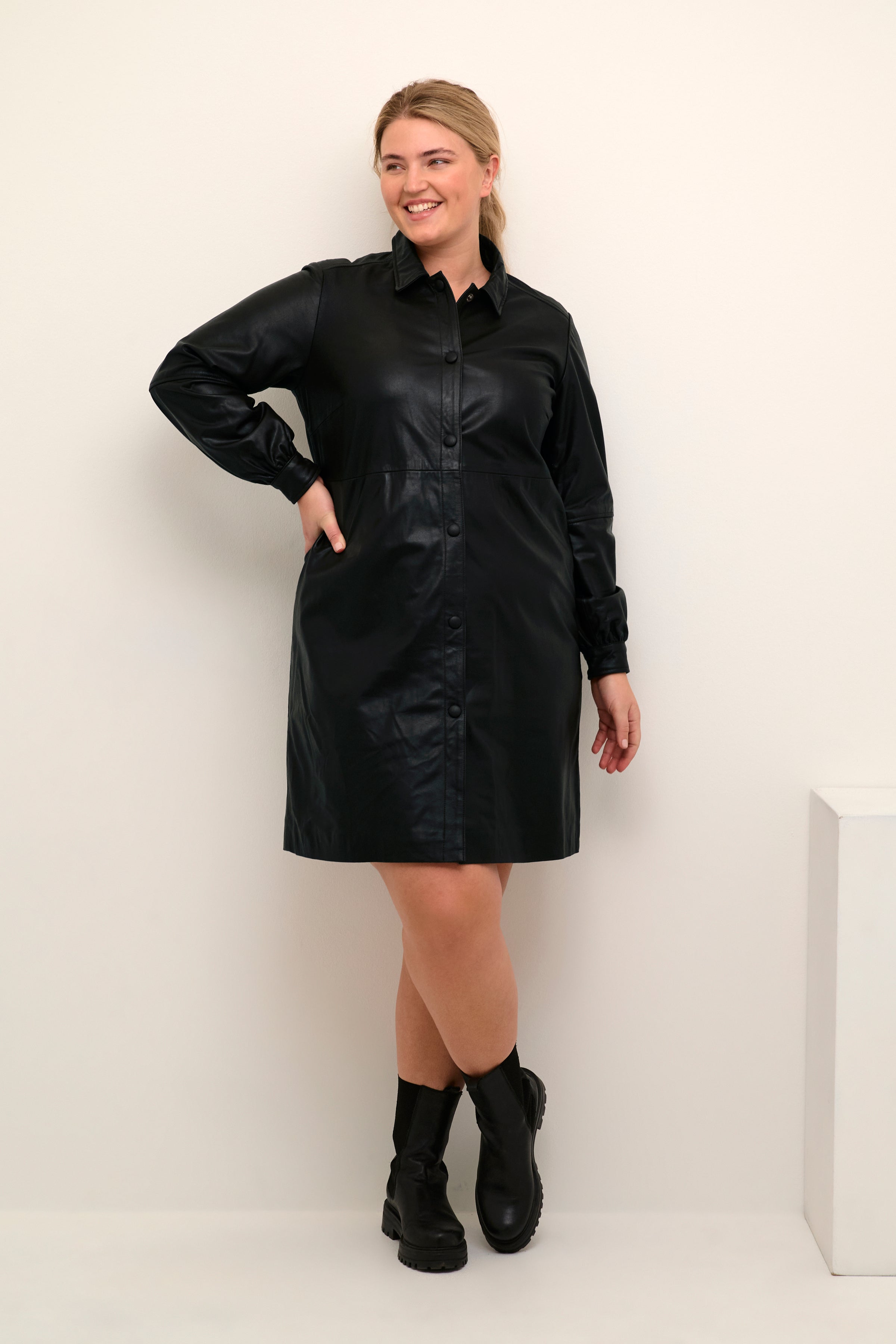 Kaffe Curve Cassie Leather Dress