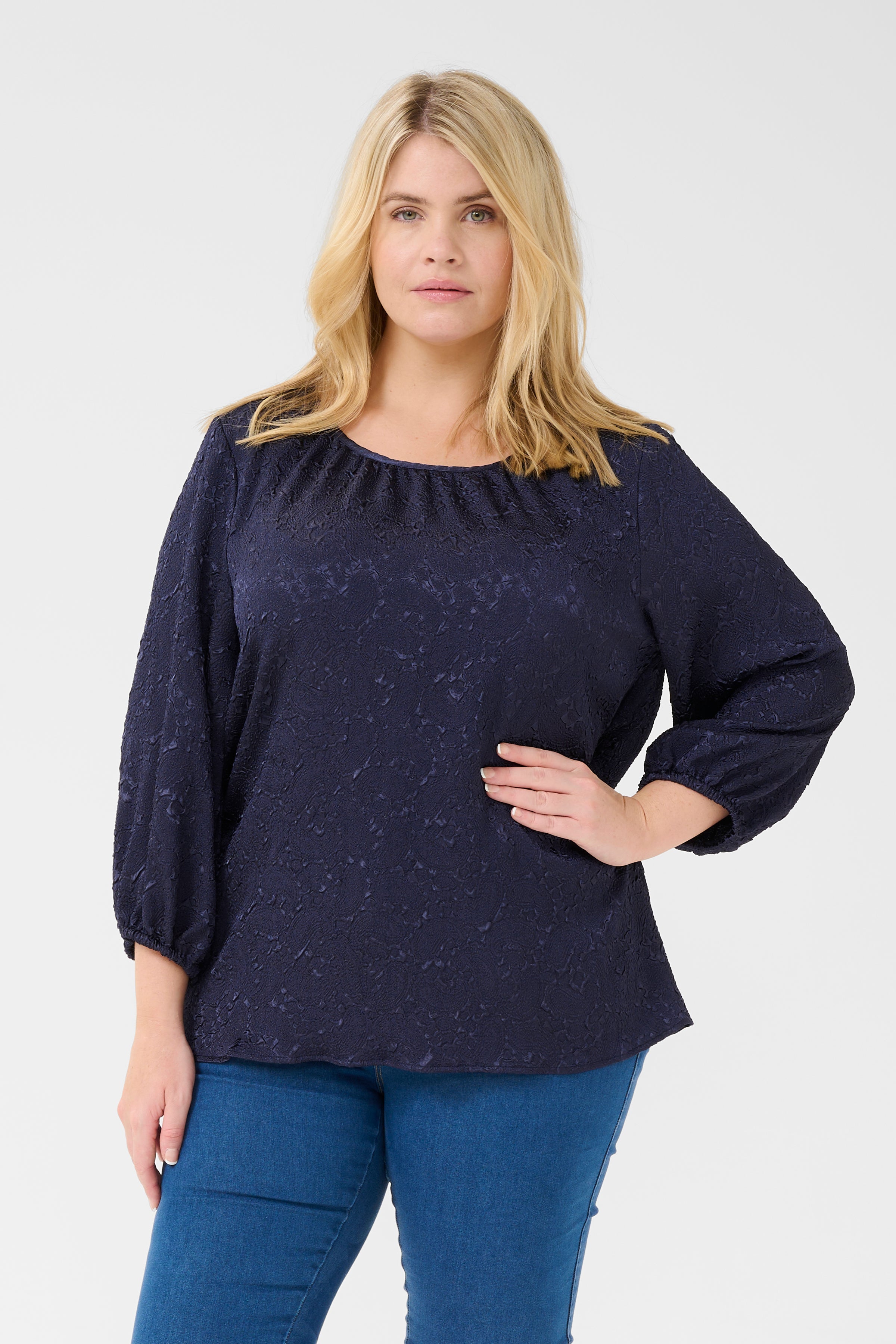 Kaffe Curve Laureen Blouse in Navy