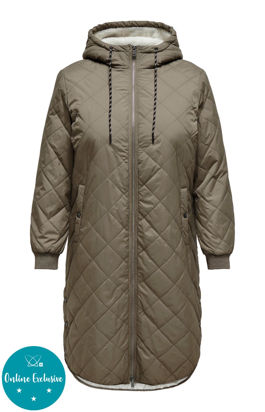 Only Carmakoma Sandy Quilted Coat in Taupe