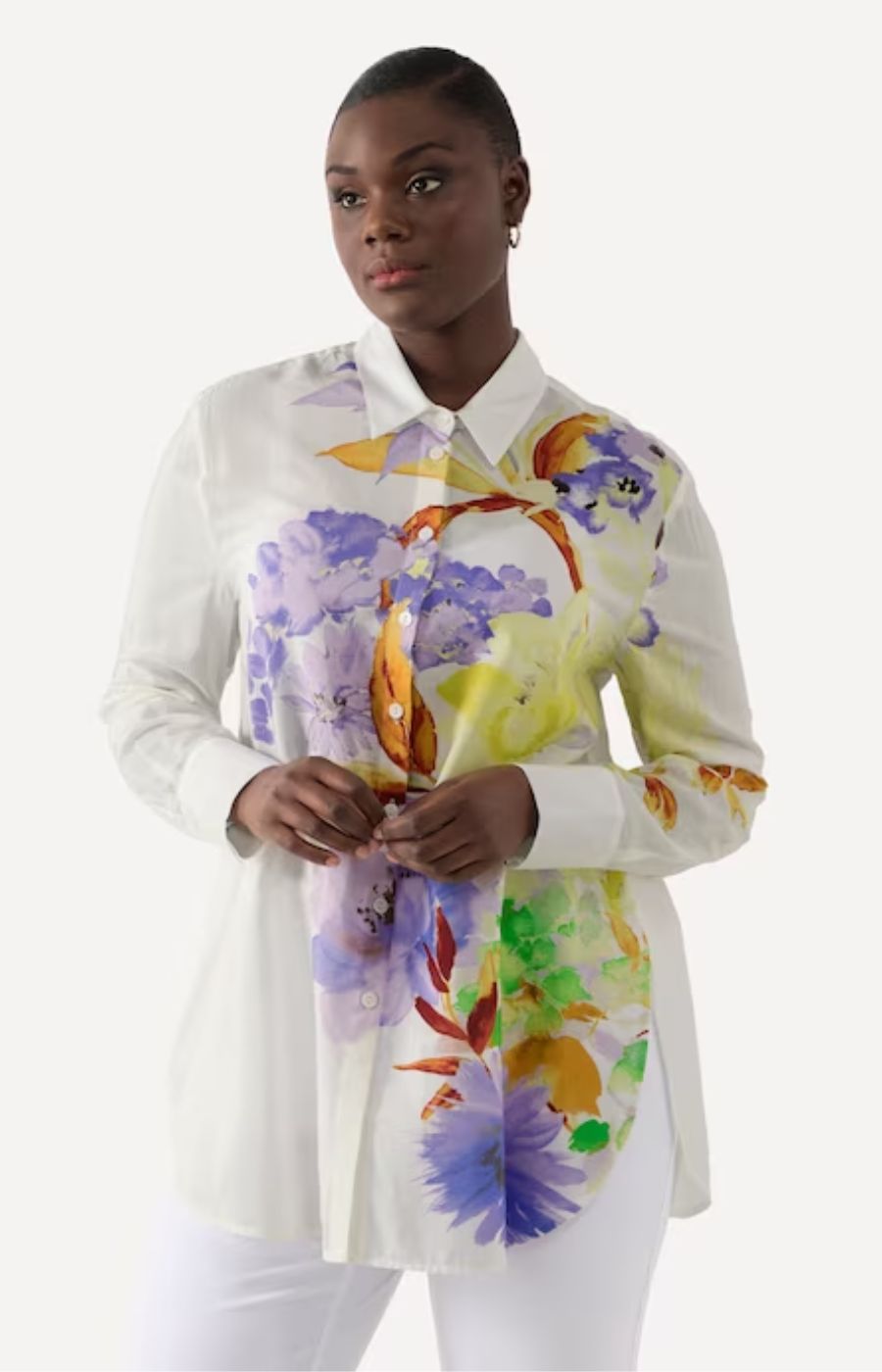 Ulla Popken Floral White Shirt