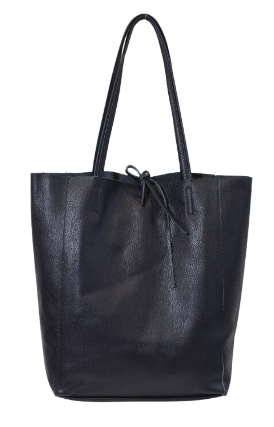 Navy Leather Tote Bag