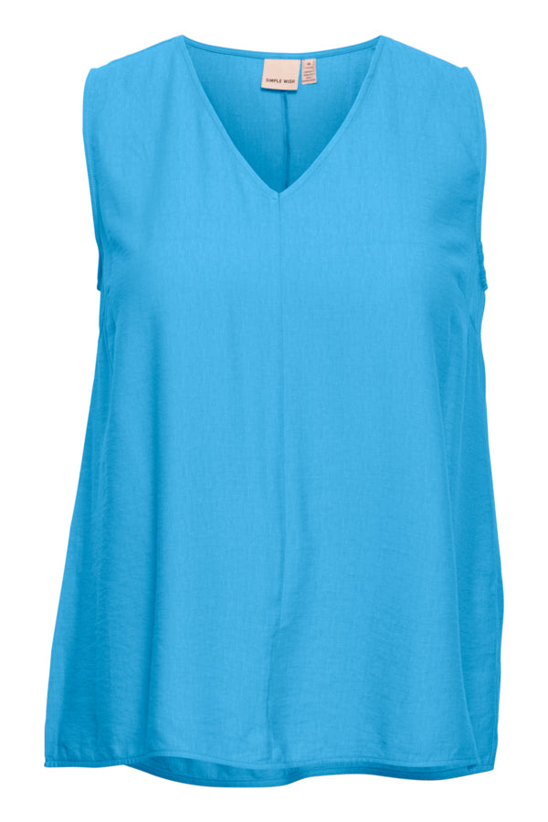 Simple Wish Hot Sleeveless Blouse in Blue