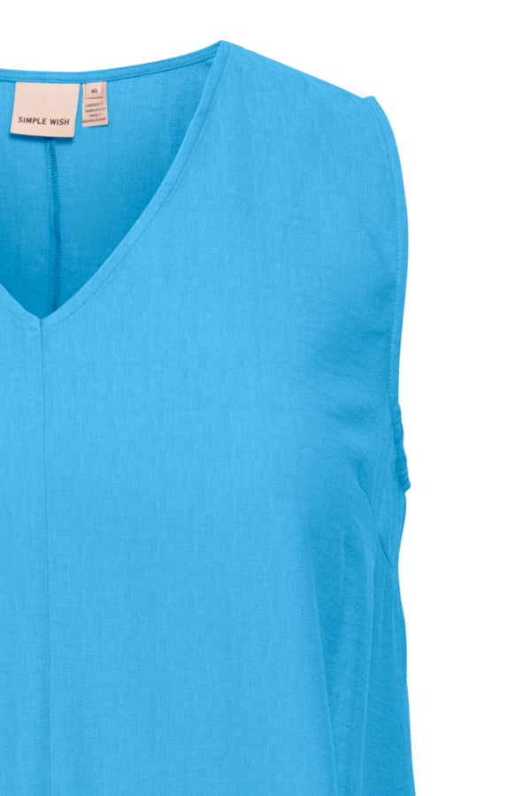 Simple Wish Hot Sleeveless Blouse in Blue