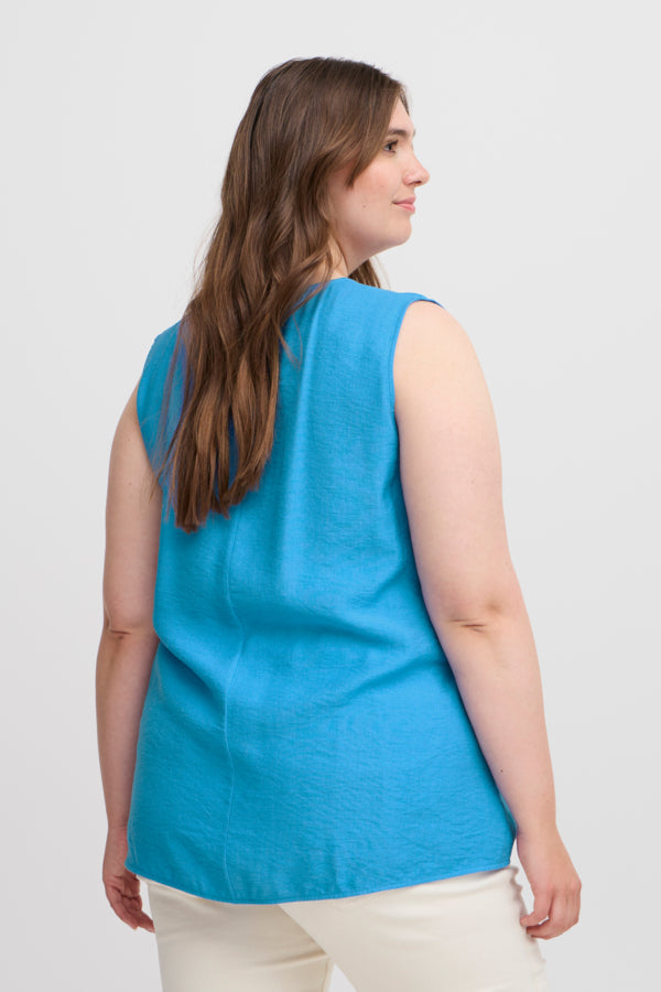 Simple Wish Hot Sleeveless Blouse in Blue