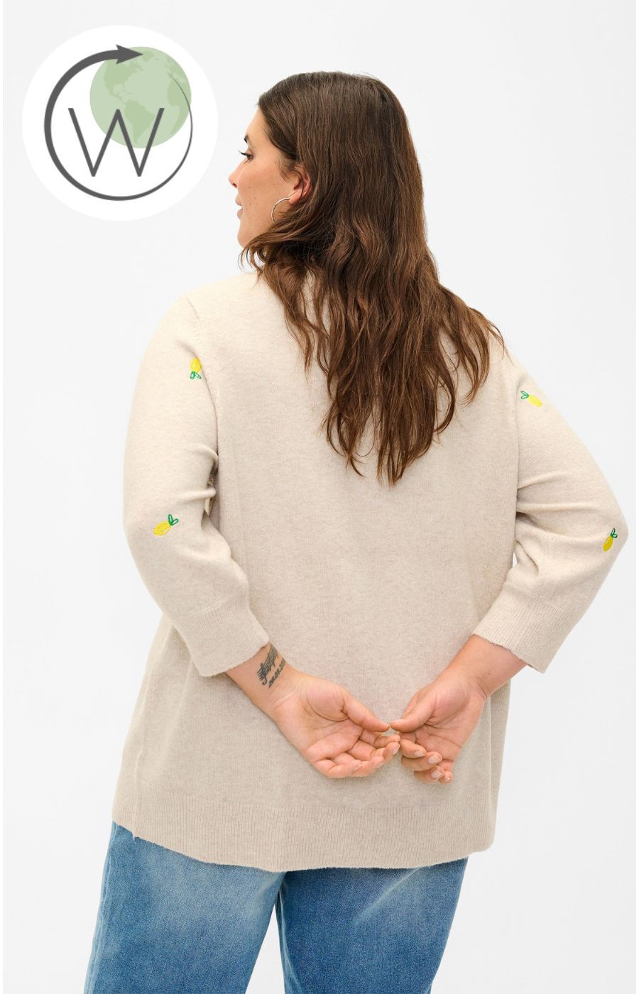 Zizzi Lemon Jumper in Beige