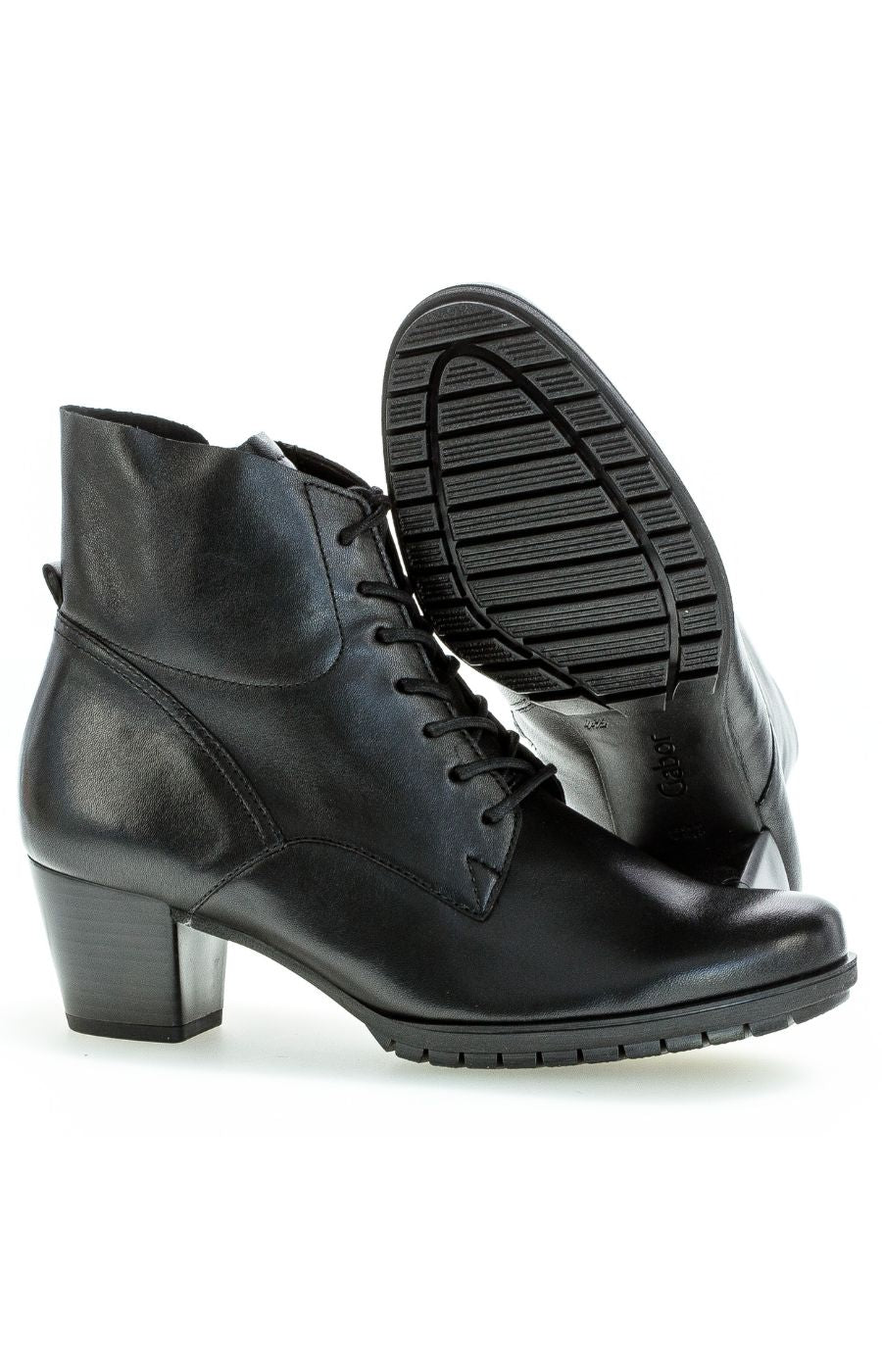 Gabor Lace-Up Heel Ankle Boots in Black
