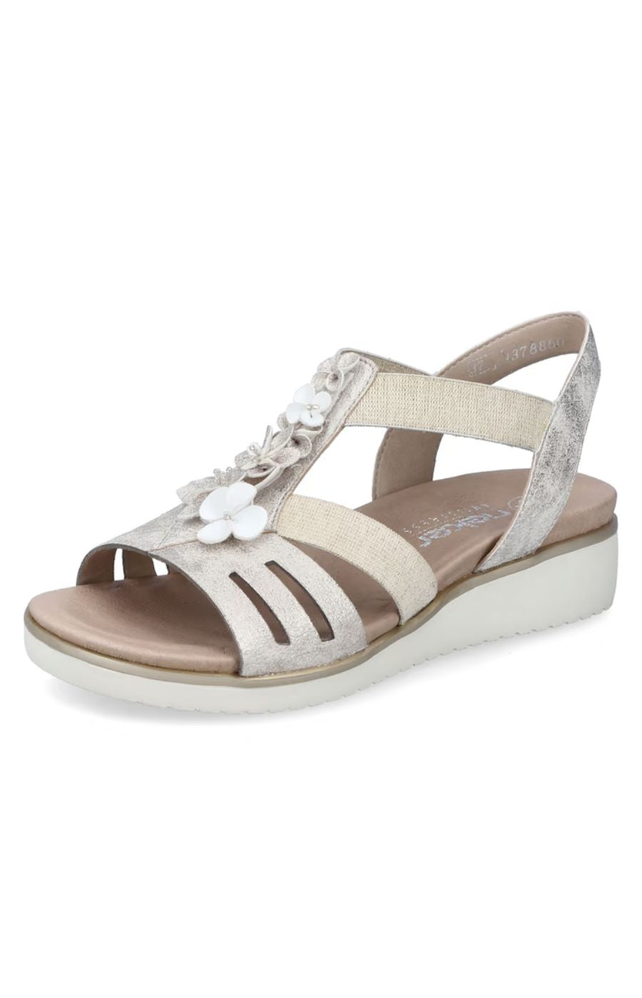 Rieker Shimmer Flower Sandal in Beige