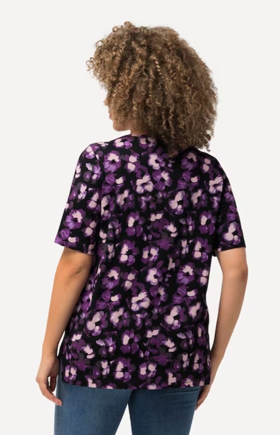 Ulla Popken Flower Print Top Purple