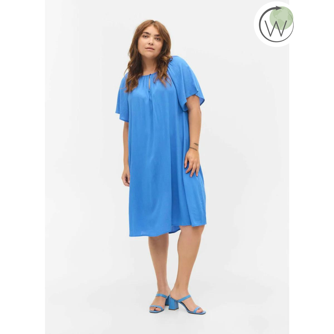 Zizzi Rose Dress in Blue - Wardrobe Plus