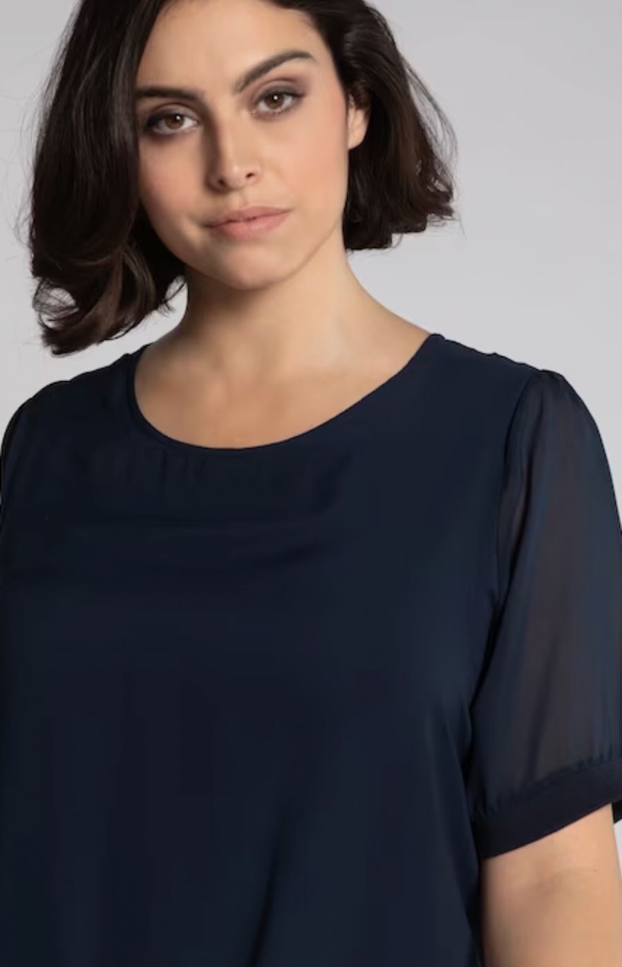 Ulla Popken Chiffon Navy Blouse