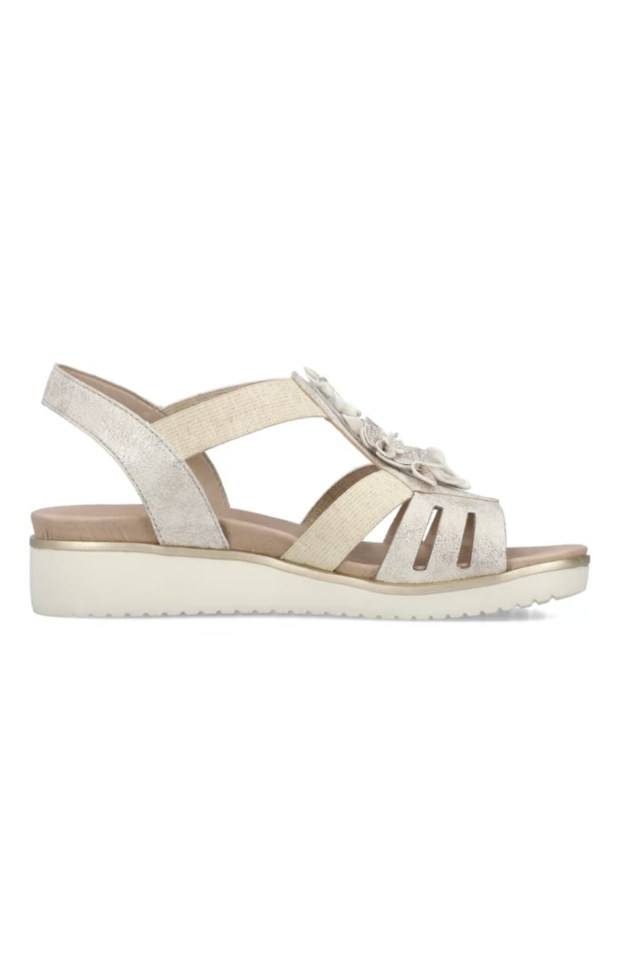 Rieker Shimmer Flower Sandal in Beige