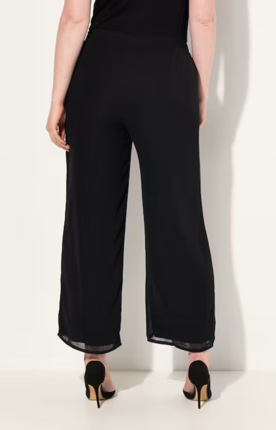 Ulla Popken Chiffon Trousers in Black