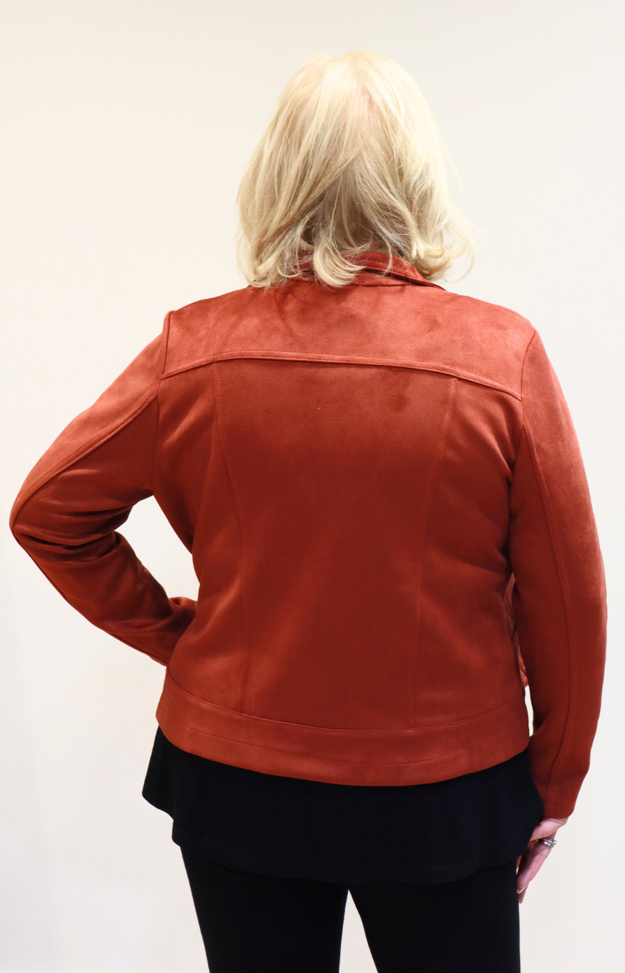 Amber Suede Biker Jacket in Rust