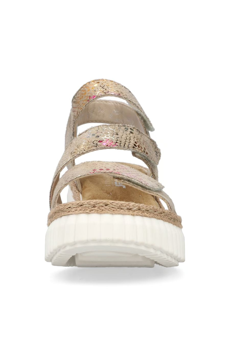 Rieker Wedge Sandals in Beige with Multicoloured