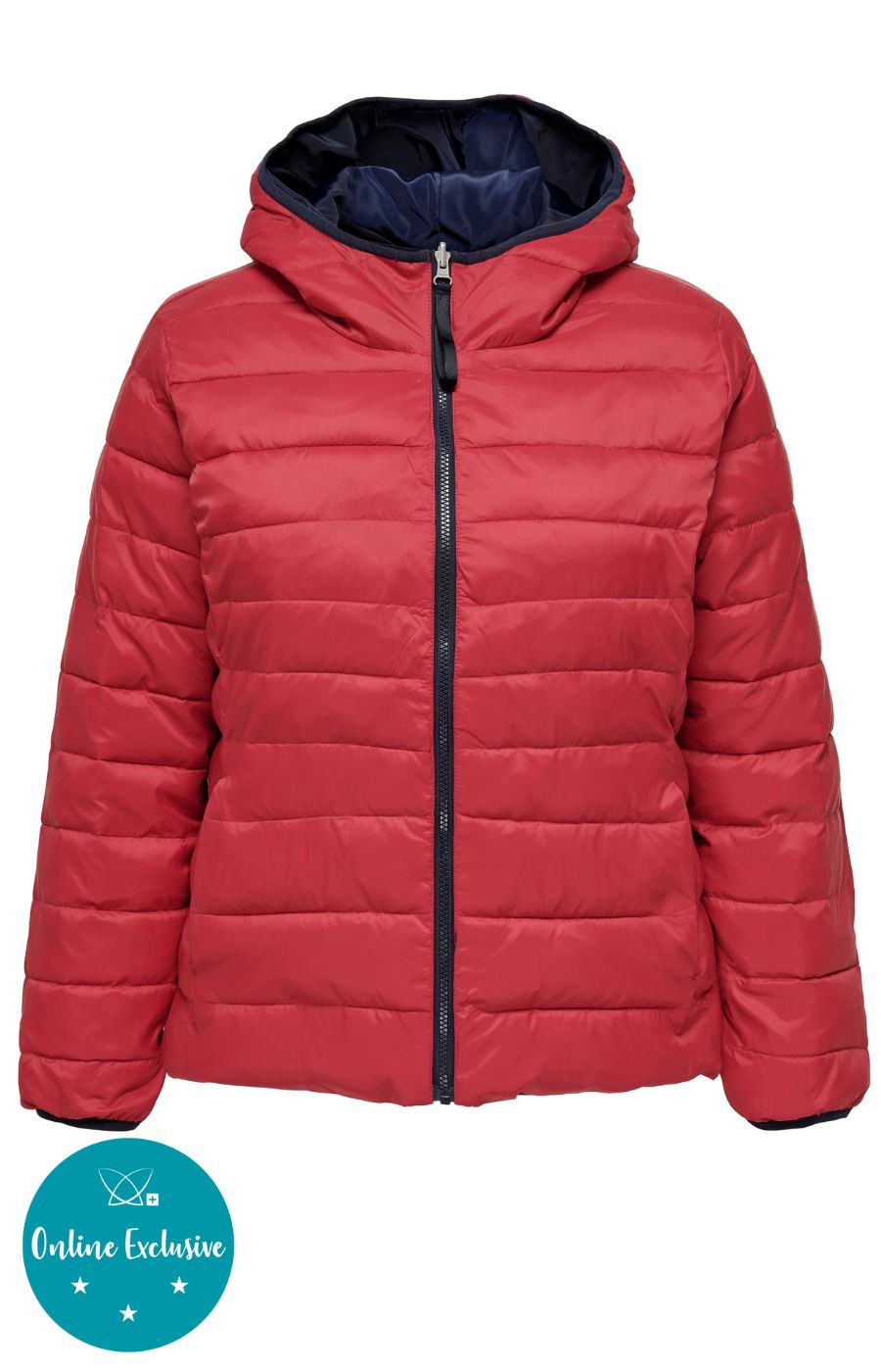 Only Carmakoma Tahoe Reversible Coat in Red/Navy