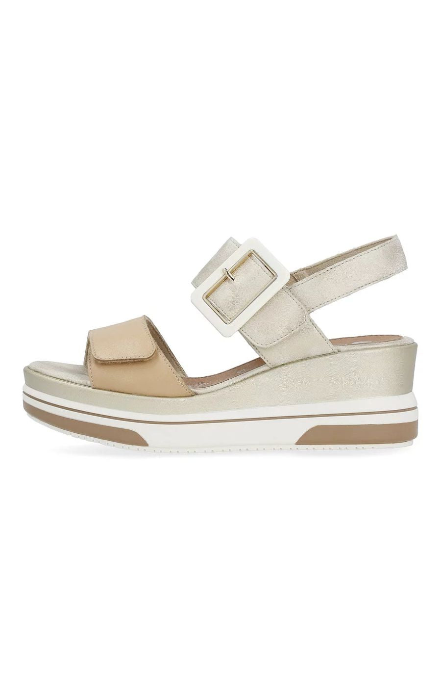 Remonte Wedge Buckle Sandal in Gold