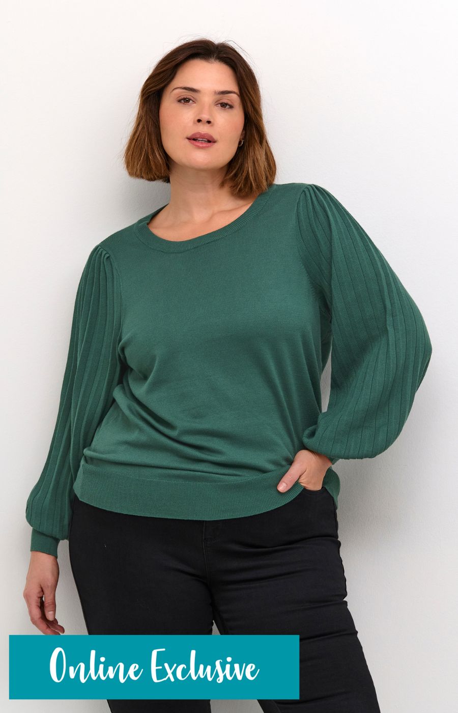 Kaffe Curve Loni Knit Jumper in Green