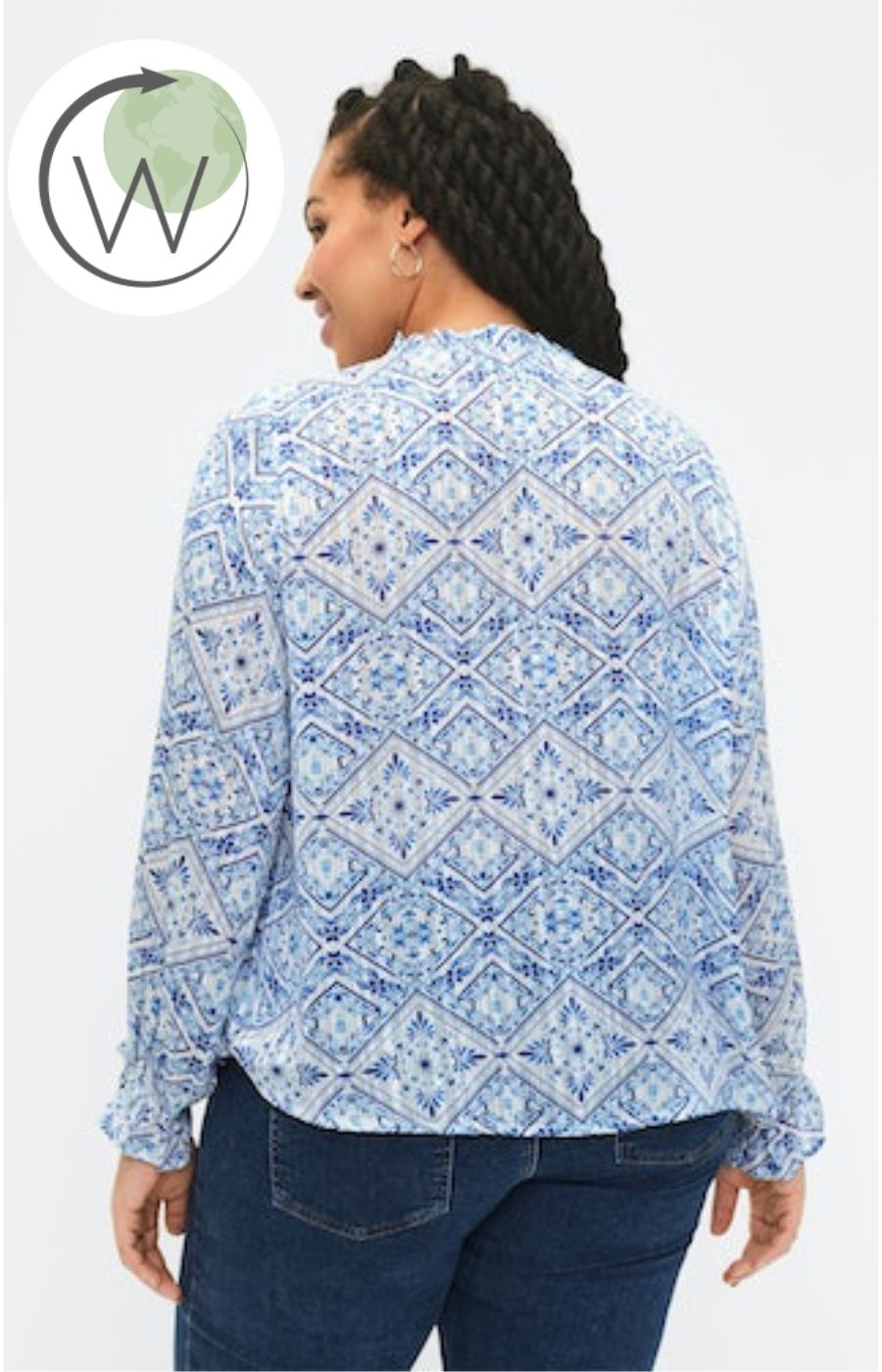 Zizzi Lucy Blue Print Blouse