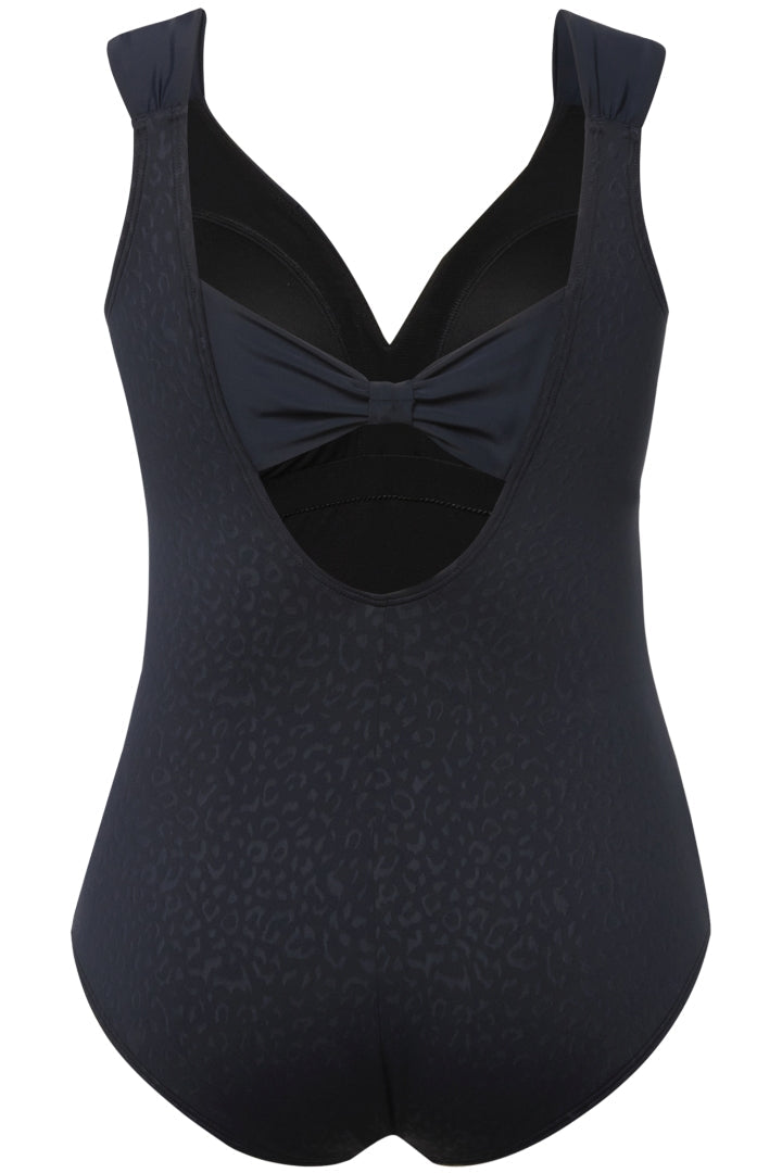 Ulla Popken Leopard Swimsuit in Navy