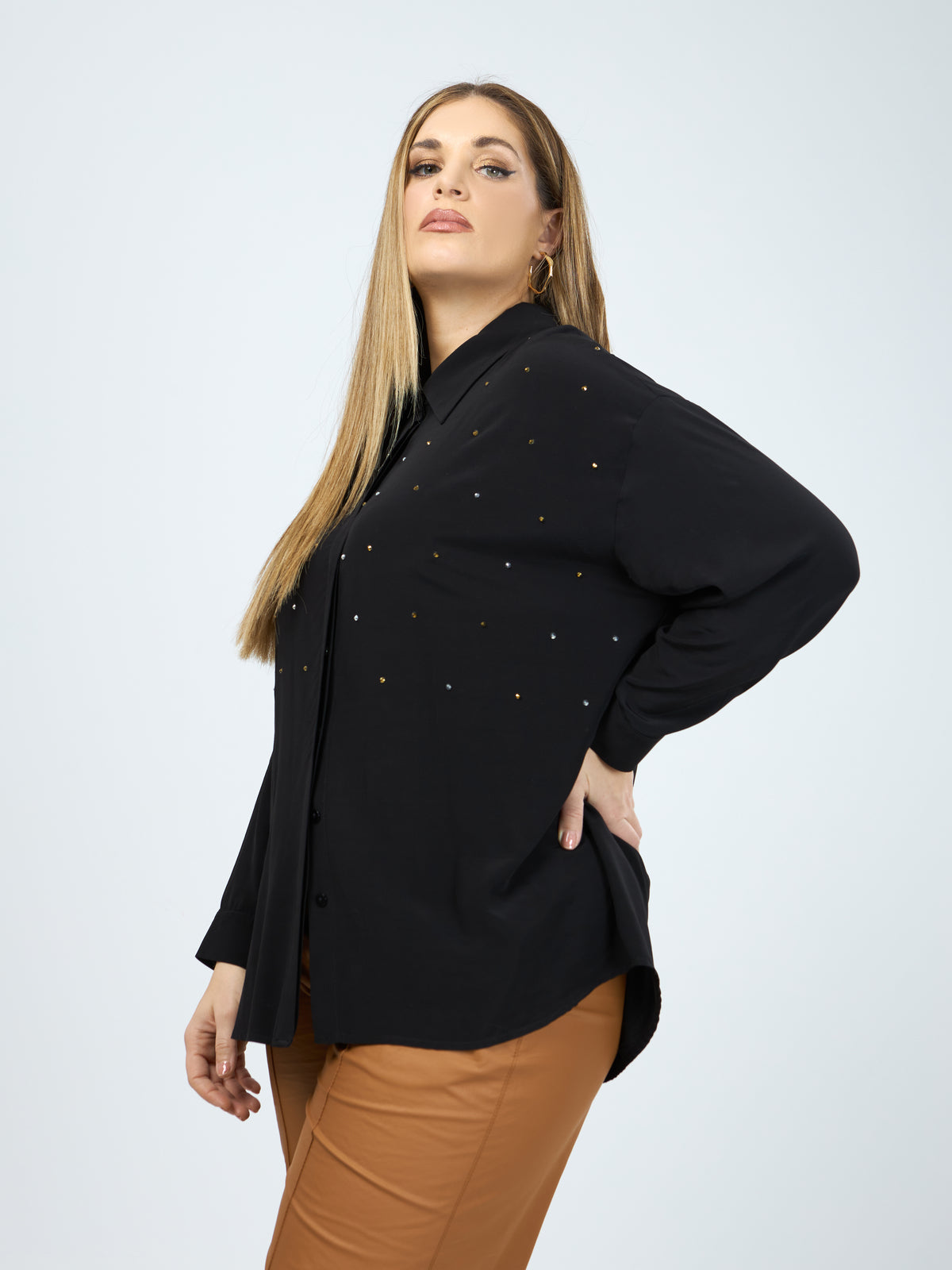 Mat Sequined Shirt in Black