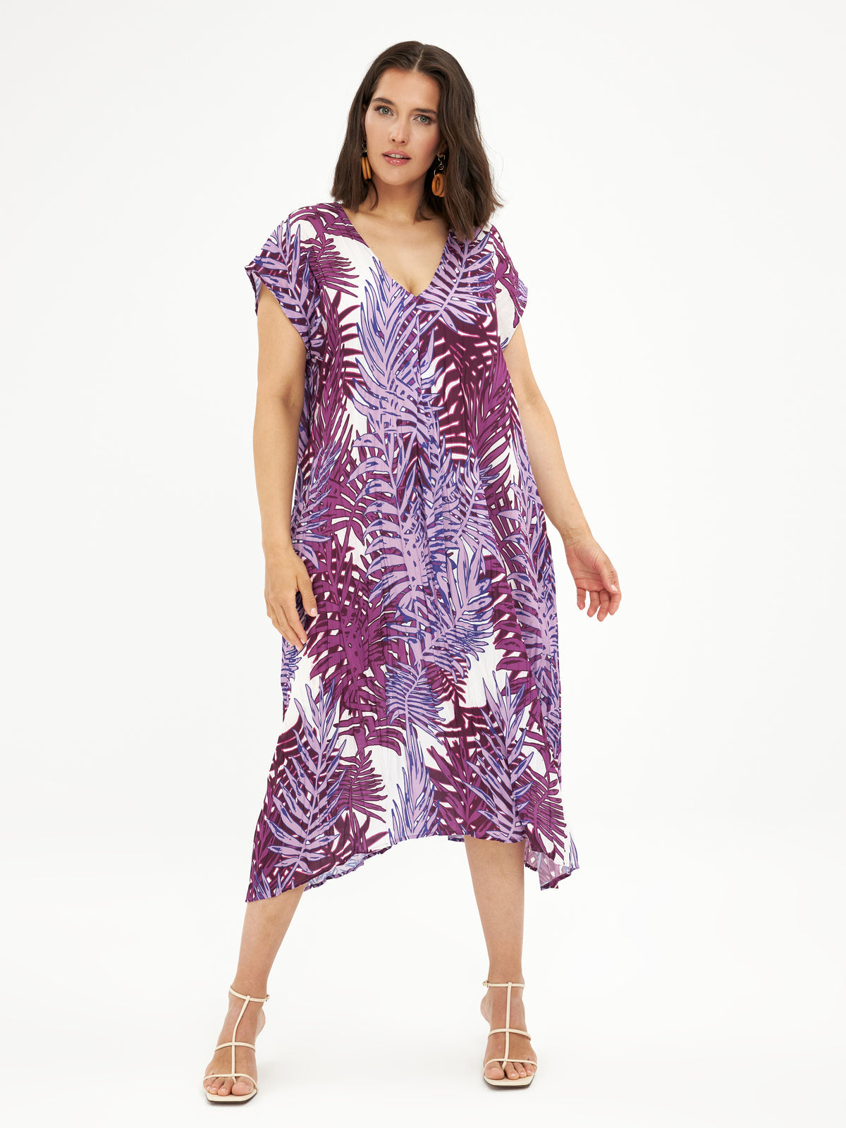 Mat Pleated Dress in Purple