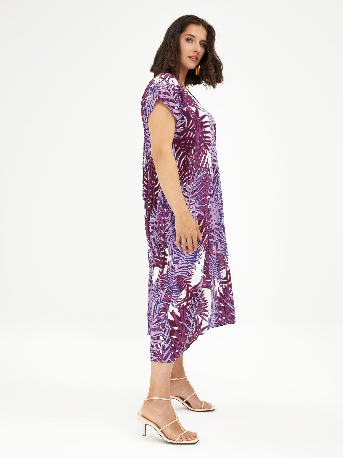 Mat Pleated Dress in Purple