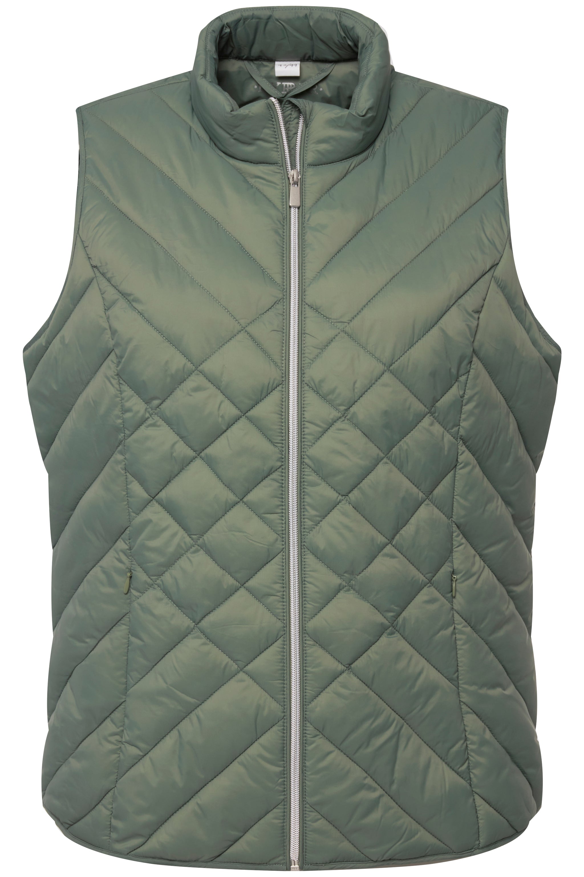 Ulla Popken Quilted Vest in Khaki