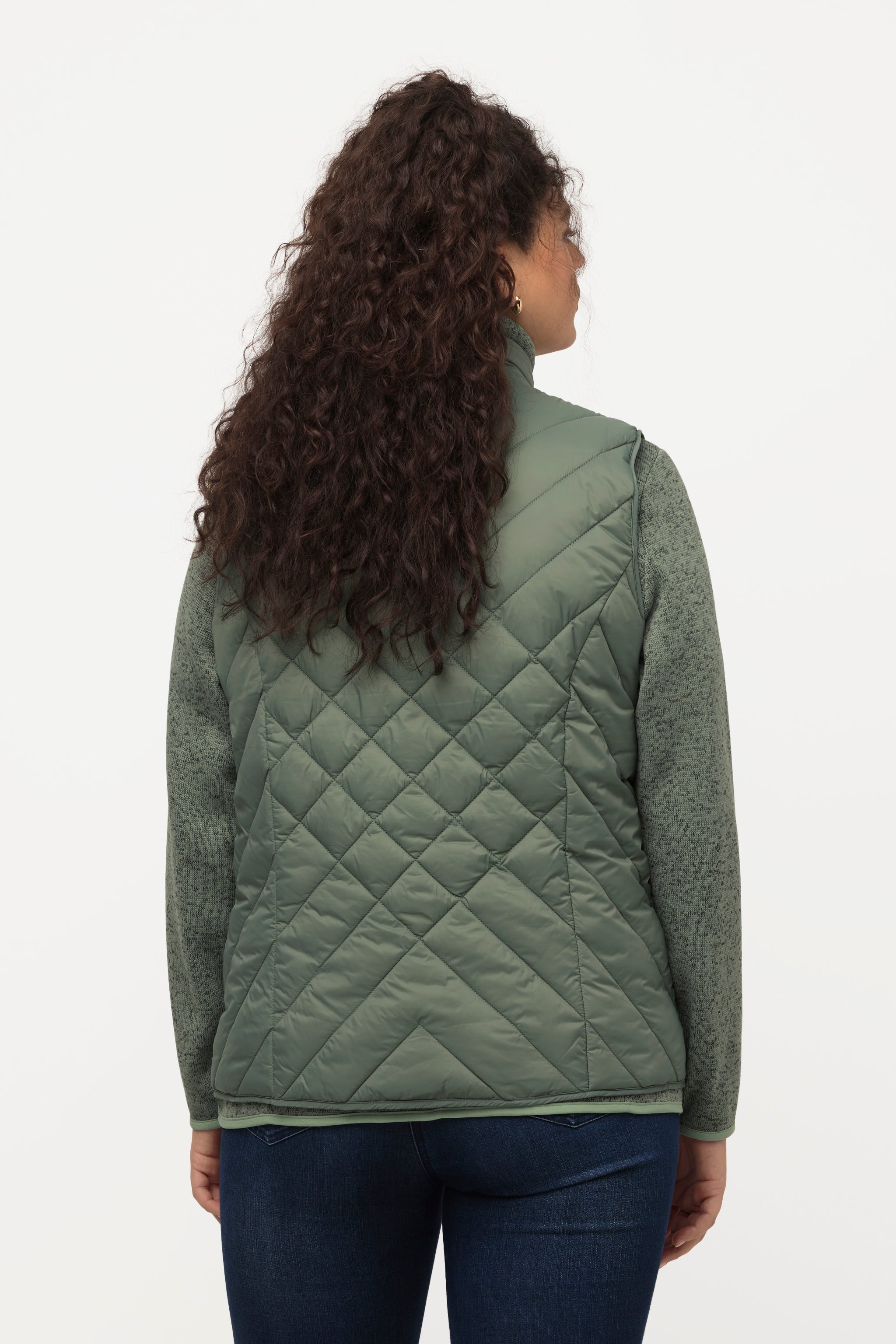 Ulla Popken Quilted Vest in Khaki