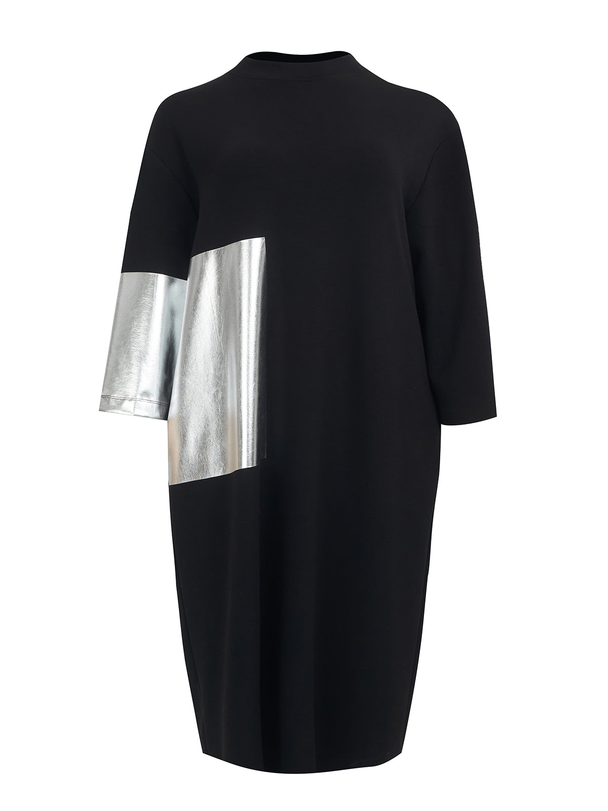 Mat Black and Silver Midi Dress