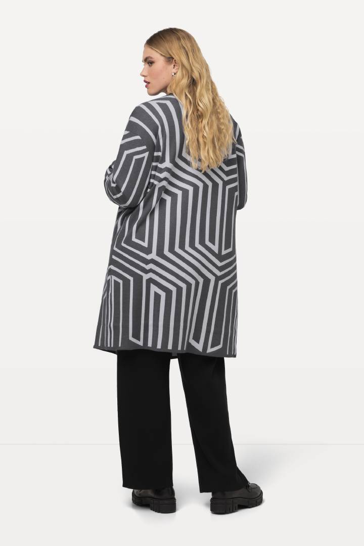 Ulla Popken Striped Cardigan in Grey