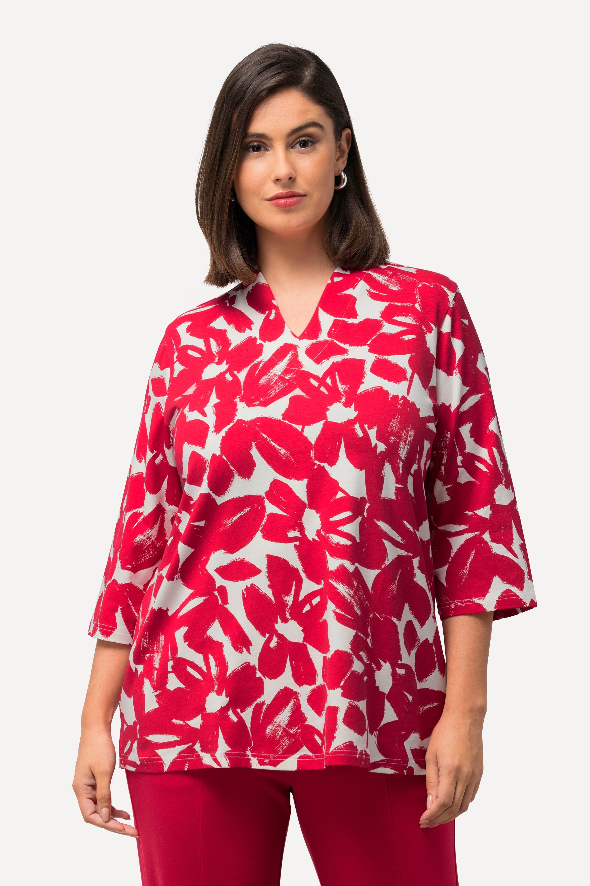 Ulla Popken Red Floral Top