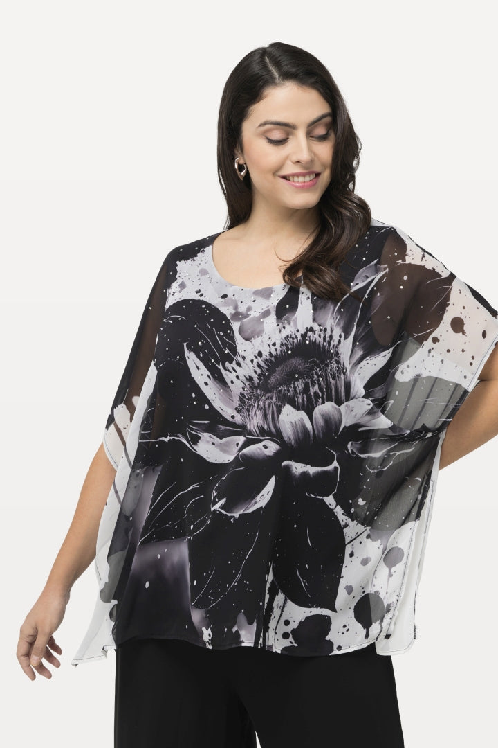 Ulla Popken Floral Chiffon Blouse