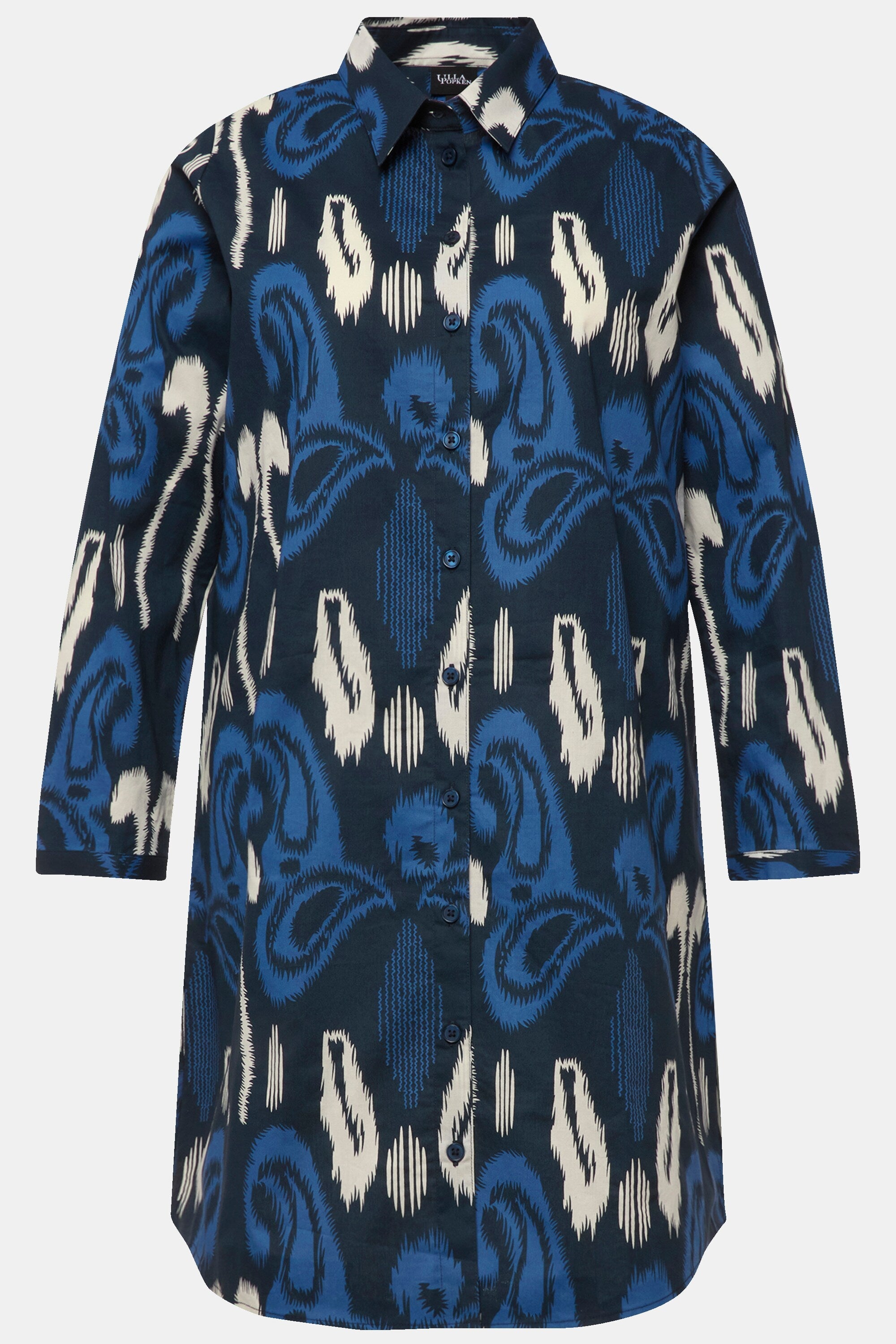 Ulla Popken Long Shirt Dress in Navy