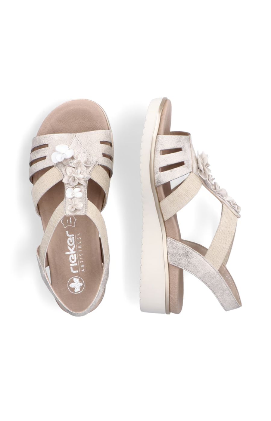 Rieker Shimmer Flower Sandal in Beige