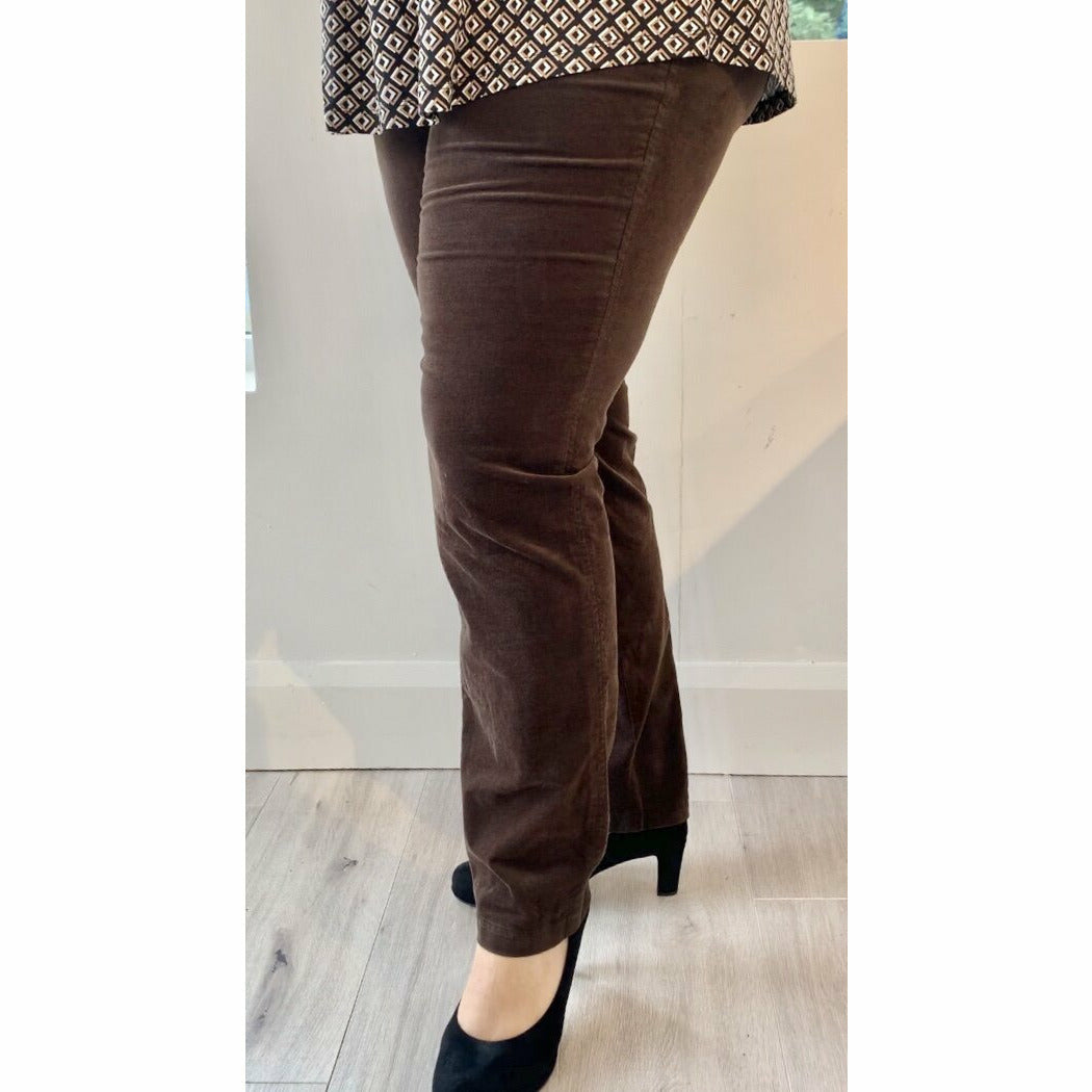 Robell Trousers | Brown Velour - Wardrobe Plus