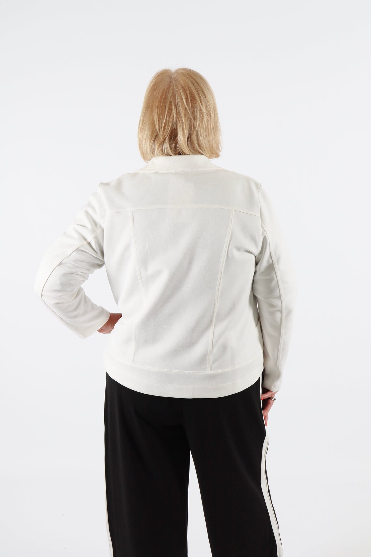 Amber Suede Biker Jacket in White