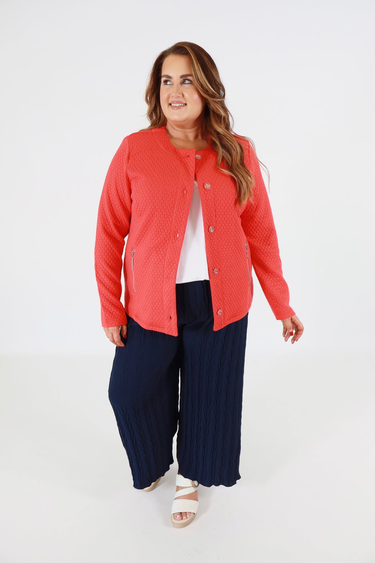 Brandtex Button up Jacket in Red