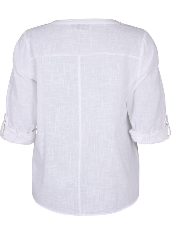 Zizzi Anna Blouse in White - Wardrobe Plus