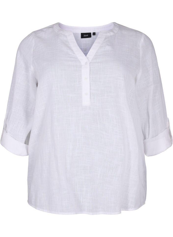 Zizzi Anna Blouse in White - Wardrobe Plus