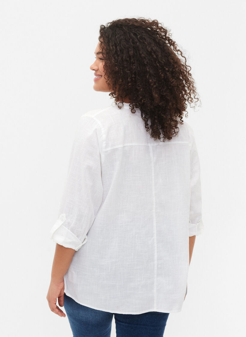 Zizzi Anna Blouse in White - Wardrobe Plus