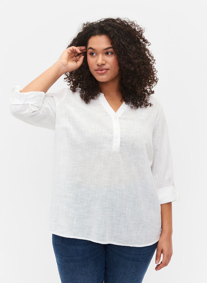 Zizzi Anna Blouse in White - Wardrobe Plus