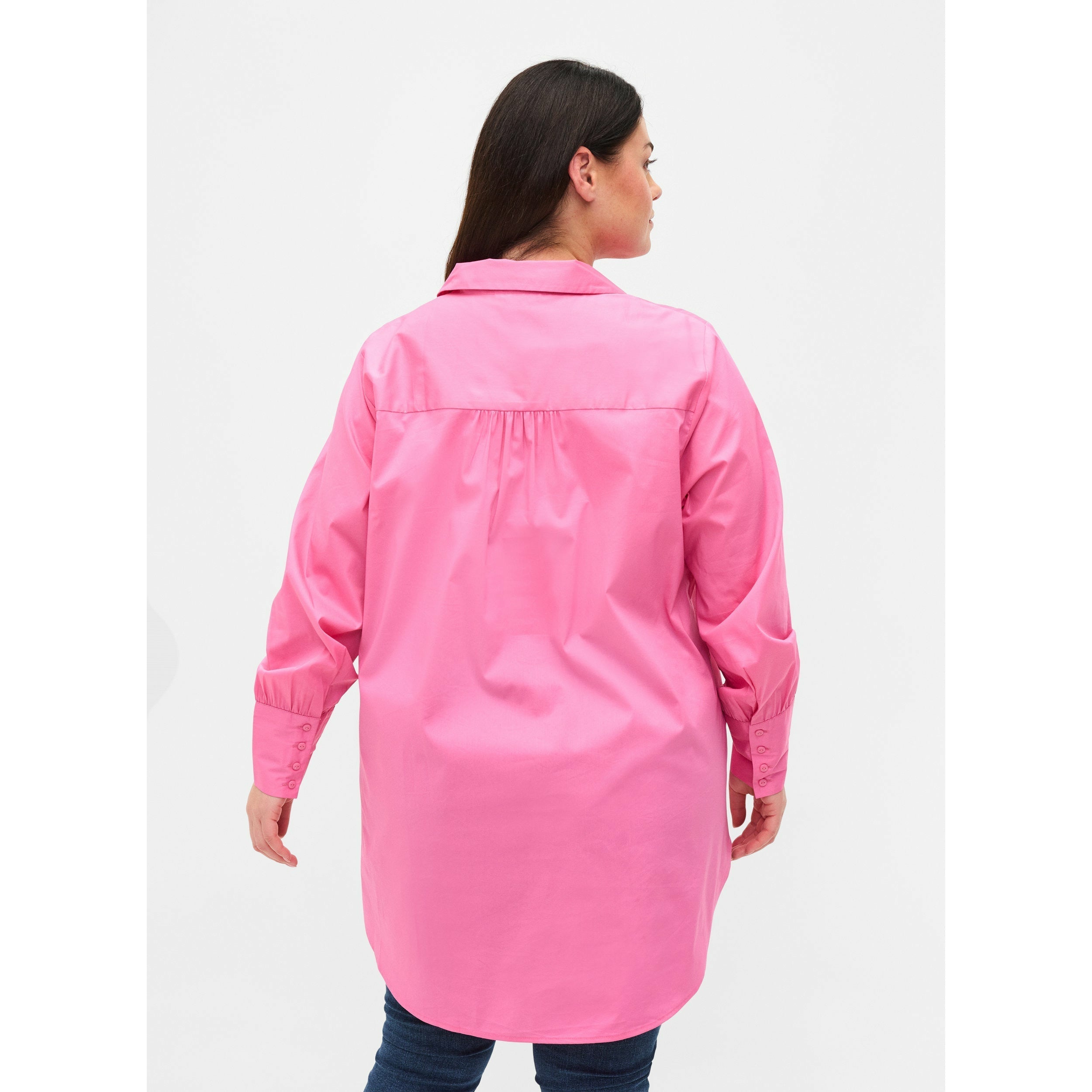 Zizzi Longline Shirt in Pink - Wardrobe Plus