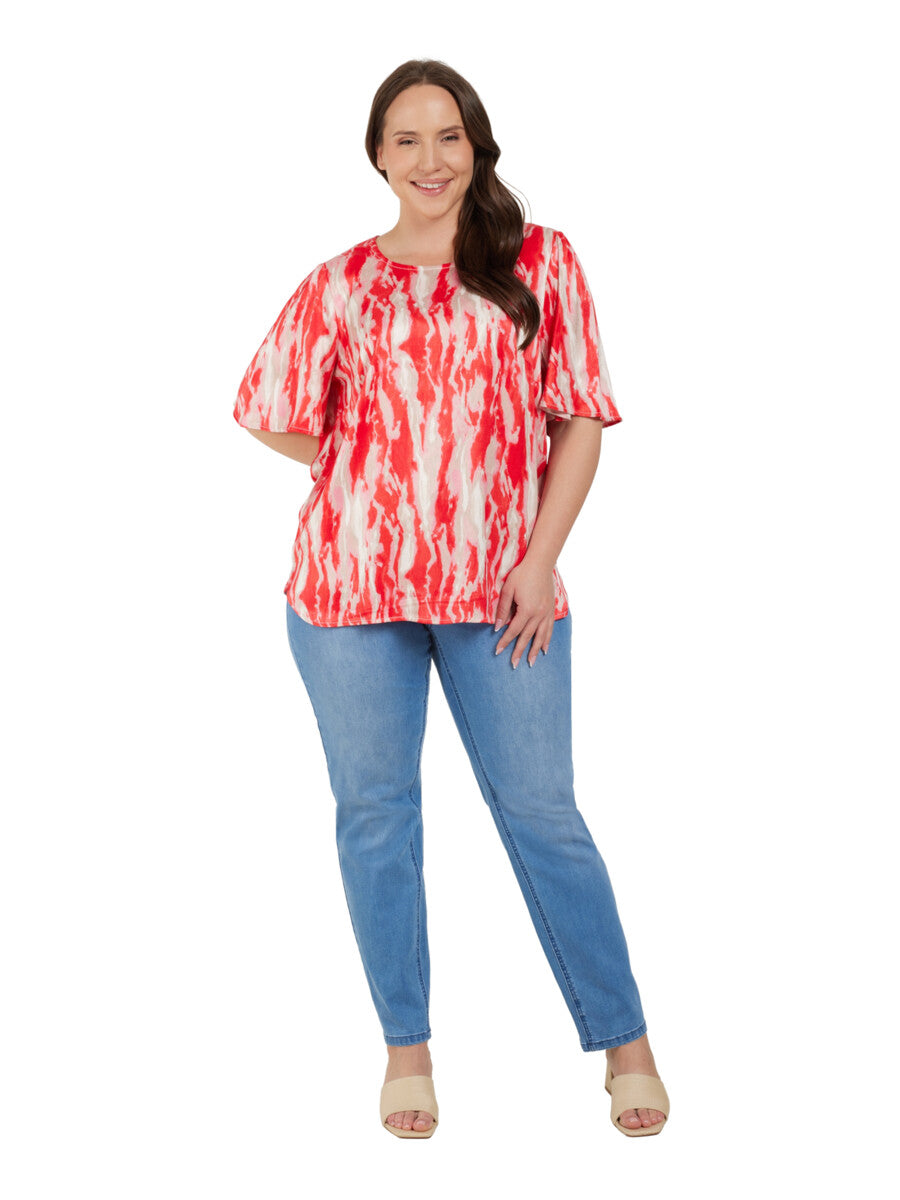 Ciso Blouse in Red Tie Dye
