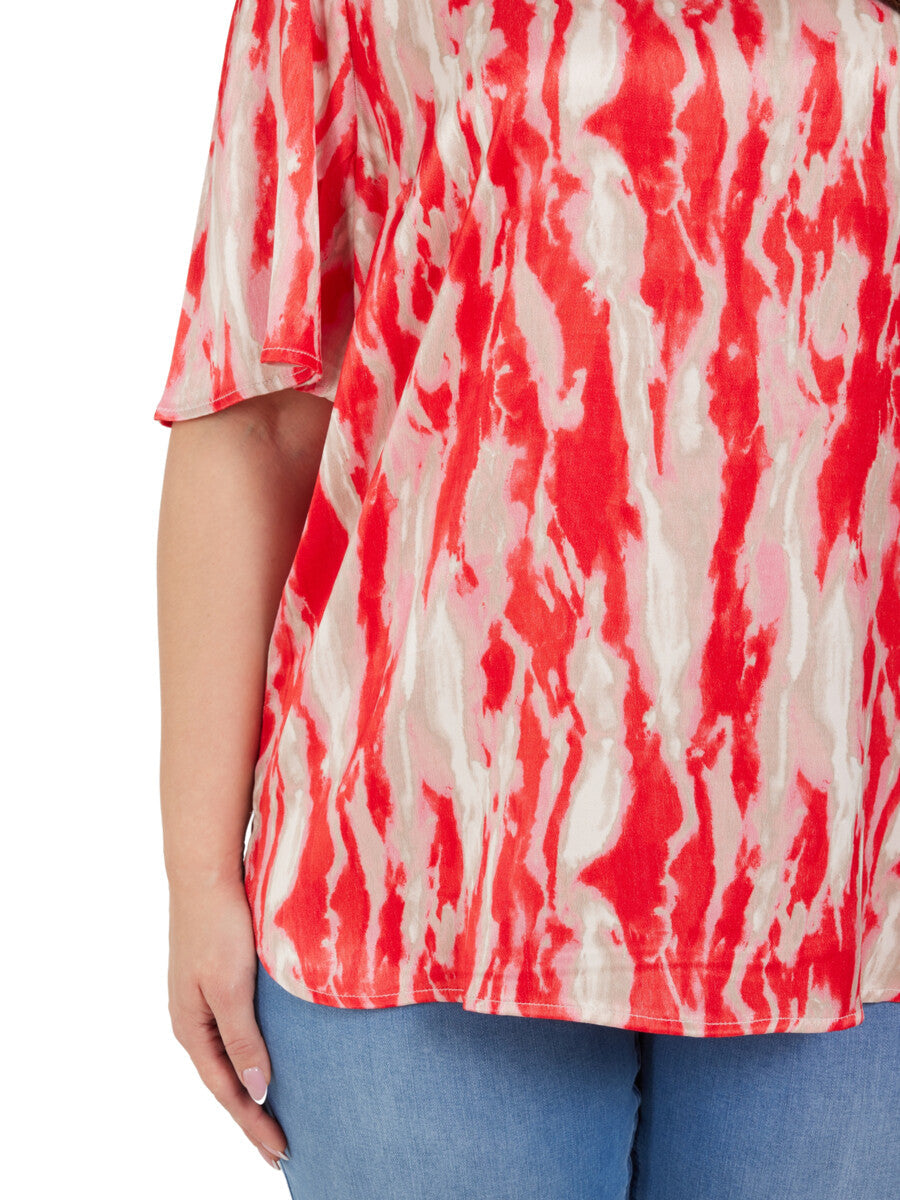 Ciso Blouse in Red Tie Dye
