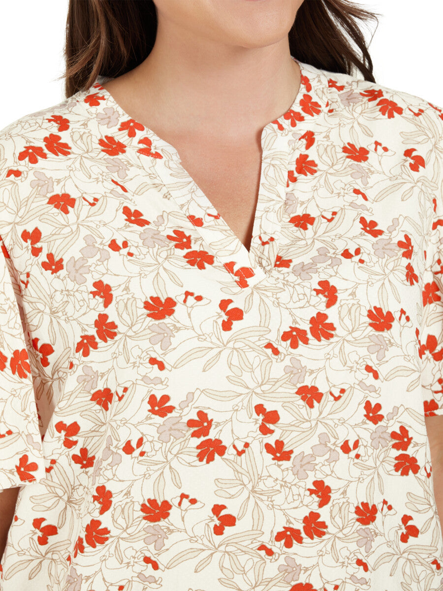 Ciso Blouse with Red Floral Print