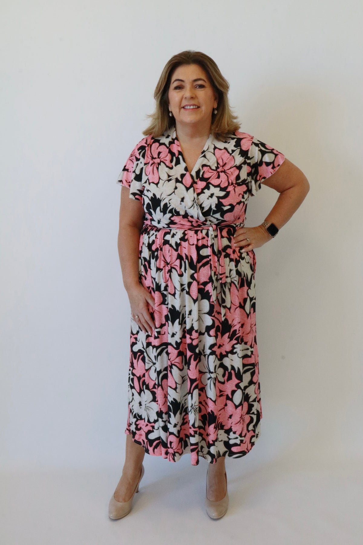 Dani Dress in Red Flowers